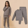 thumbnail image 1 of CUZIBR Girls Thermal Underwear Winter Outfits Wool Thick Lined Warm Long Sleeve Round Neck Pullover Top And Pants Comfy Loungewear Outwear Outfit,Grey,5-6 Years, 1 of 3