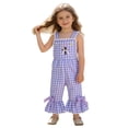 thumbnail image 1 of CUZIBR Girls Toddler Baby Jumpsuits Outfits Easter Egg Bunny Embroidery Plaid Ruffles Summer Flared Pants Suspenders Cute Overalls Romper Holiday Onesies Bell Bottoms Dailywear,Purple,12-18 Months, 1 of 4