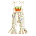thumbnail image 1 of CUZIBR Girls Toddler Baby Jumpsuits Outfits Easter Egg Bunny Embroidery Plaid Ruffles Summer Flared Pants Suspenders Cute Overalls Romper Onesies Bell Bottoms Cozy Daily Wear,Yellow,18-24 Months, 1 of 4