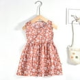 thumbnail image 1 of CUZIBR Girls Toddler Baby Summer Casual Dresses Cute Floral Print Round Neck Sleeveless Backless A-Line Big Bow Ruffles Dance Party Dresses Holiday Beach Breathable Soft Cozy Clothes,Khaki,5-6 Years, 1 of 8