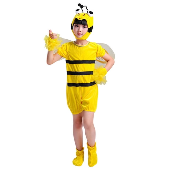 CUZIBR Girls Toddler Child Outfits Short Sleeve Crewneck Striped Cute Cartoon Shaped Short Onesie Romper Jumpsuit Cap Wings Gloves Socks Clothes Sets Party Outfit Cozy Daily Wear,Yellow,3-4 Years