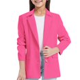 thumbnail image 1 of CUZIBR Girls Toddler Long Sleeve Tops Blazer Jacket Notched Collar Solid Color Button Formal Suit Coats With Pockets Open Front Casual Performance Clothes Basic Tees,Pink,3-4 Years, 1 of 9