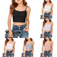 thumbnail image 1 of CUZIBR Girls Toddler Soft Underwear Tank Top Slim Fit Crop Cami Spaghetti Strap Sleeveless Basic Casual Short Camisole Summer Layering Camisole,Black,7-9 Years, 1 of 4