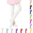 thumbnail image 1 of CUZIBR Girls Toddler Summer Leggings Pants High Elastic Waist Dance Footed Leggings Slim Fit Solid Color Ballerina Tights Comfortable Stretchable Yoga Pants Soft Breathable Trousers,White,8-9 Years, 1 of 6