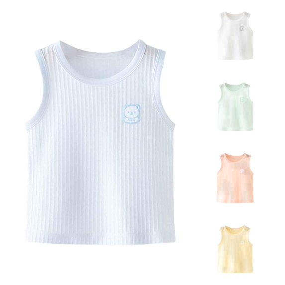 CUZIBR Girls Tops Crewneck Cartoon Pattern Baby Sleeveless Tank Top Outerwear Soft Casual Loose Fit Summer Camisole Tee,Blue,3-6 Months