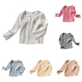 thumbnail image 1 of CUZIBR Girls Tops Crewneck Cartoon Pattern Knitted Cardigan Long Sleeve Autumn Sweater Coat Cute Toddler Soft Comfortable Tees Dailywear,White,3-4 Years, 1 of 9