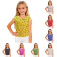 thumbnail image 1 of CUZIBR Girls Tops Crewneck Leopard Glitter Sleeveless Tank Top For Kindergarten Photography Stage Performance Casual Play Lightweight Summer Tee Dailywear,Yellow,160cm, 1 of 6