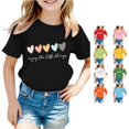 thumbnail image 1 of CUZIBR Girls Tops Cute Graphic Print Round Neck Short Sleeve Summer Casual T Shirt Comfortable Basic Tees Dailywear,Black,8-9 Years, 1 of 4