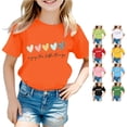 thumbnail image 1 of CUZIBR Girls Tops Cute Graphic Print Round Neck Short Sleeve Summer Casual T Shirt Comfortable Basic Tees Dailywear,Orange,8-9 Years, 1 of 4