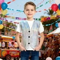 thumbnail image 1 of CUZIBR Girls Tops Girls Sequin Top Sleeveless V-Neck Tank Top Button Down Vest Carnival Vest Glitter Party Dancewear Waistcoat Athletic Baggy Tops,Silver,5-6 Years, 1 of 4