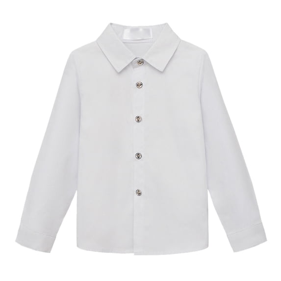 CUZIBR Girls Tops School Uniform Button Down Long Sleeve Solid Tee Classic Leisure Dress Shirts Spring Fall Clothing,White,7-8 Years