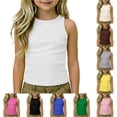 thumbnail image 1 of CUZIBR Girls Tops Solid Color Kids Athletic Racerback Crewneck Sleeveless Tank Top Undershirts Dance Workout Yoga Shirts Tee,White,4-5 Years, 1 of 9