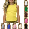 thumbnail image 1 of CUZIBR Girls Tops Solid Color Kids Athletic Racerback Crewneck Sleeveless Tank Top Undershirts Dance Workout Yoga Shirts Tee,Yellow,11-12 Years, 1 of 9