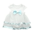 thumbnail image 1 of ZRBYWB Girls Tutu Dress Romper Jumpsuit Short Sleeve Bow Ruffled Solid Color Mesh Clothes Birthday Party Bodysuit Princess Dressess Fall Dresses,White,18 Months, 1 of 4