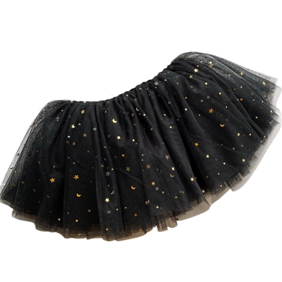 CUZIBR Girls Tutu Skirt Sequins Solid Color Elastic Waist Layered Party Tulle Ballet Dancewear Performance Casual Princess Skirts,Blue,6-8 Years