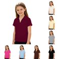 thumbnail image 1 of CUZIBR Girls V Neck Short Sleeve Polo Shirt Solid Color Collared Casual Uniform Top Basic Back To School Lightweight Breathable Polo Tee For Toddler Kids ,9-10 Years, 1 of 7