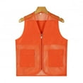 thumbnail image 1 of CUZIBR Girls Vest Solid Sleeveless Hollow Out Mesh Breathable Waistcoat Zipper Up Fishing Travel Hiking Vests Jacket Spring Fall Clothing,Orange,8-9 Years, 1 of 3