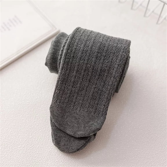 CUZIBR Girls Warm Tights Full Leggings Knitted Pantihose Stretchy Basic Cable Knit Cotton Footed Seamless Dance Ballet Leggings Cozy Bottom Trousers,Grey,2-4 Years