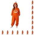 thumbnail image 1 of CUZIBR Girls Winter Jumpsuit Pumpkin Hooded Jumpsuit Onesie With Pockets Long Sleeve Zip Up Halloween Costume Loose Thicken Thermal One Piece Outfit For Kids Party Cosplay,j-Orange,5-6 Years, 1 of 4