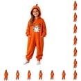 thumbnail image 1 of CUZIBR Girls Winter Jumpsuit Pumpkin Hooded Jumpsuit Onesie With Pockets Long Sleeve Zip Up Halloween Costume Loose Thicken Thermal One Piece Outfit For Kids Party Cosplay,q-Orange,4-5 Years, 1 of 5