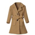 thumbnail image 1 of CUZIBR Girls Wool Overcoat Solid Color Long Sleeve Dress Coat Button Peacoat Notch Lapel Outerwear With Belt Pockets Winter Thick Warm Jacket ,Coffee,5-6 Years, 1 of 8