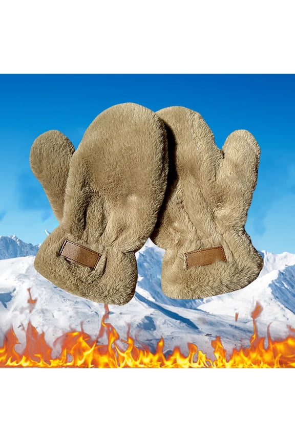 Gloves Fuzzy Thick Lined Thermal Solid Gloves Mittens Soft Windproof Warm Snowboarding For Running Driving Hiking
