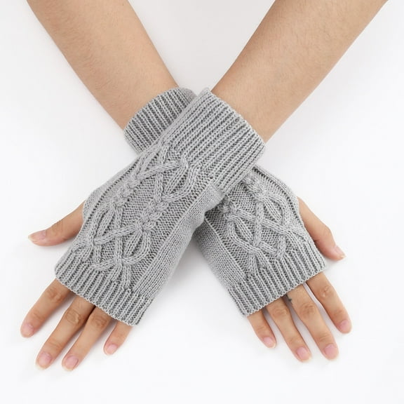 CUZIBR Gloves Ladies Warm Solid Color Knit Fingerless Gloves Mittens Fashion Flowers Striped Open Fingers For Running Driving Hiking