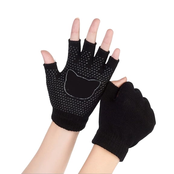 CUZIBR Gloves Women'S Plush Knitted Fingerless Glove Cartton Pattern Wool Fuzzy Lined Mitten Sleeves Writing For Running Driving Hiking