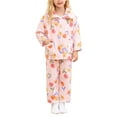 thumbnail image 1 of CUZIBR Holiday Outfits Cozy Fuzzy Thick Warm Long Sleeve Sleep Set Cute Cartoon Print Button Down Top Pants Plush Home Dailywear Cute Winter Outfits,Pink,8-9 Years, 1 of 6