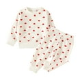 thumbnail image 1 of CUZIBR Holiday Outfits Sweatsuits Warm Layered 2 Piece Set Love Heart Print Valentine'S Day Long Sleeve T Shirt Pullover Tops Pants Comfy Soft Cute Winter Outfits,White,6-12 Months, 1 of 6