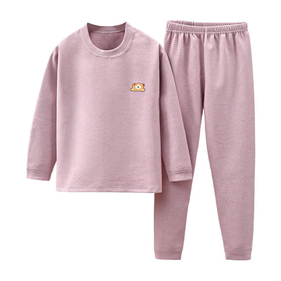 CUZIBR Holiday Outfits Warm Solid Color Thick Lined Layered Based Long Sleeve Pullover Tops Pants Casual Cute Winter Outfits,Purple,4-5 Years