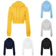 thumbnail image 1 of CUZIBR Hoodies For Women Solid Color Casual Basic Cropped Sweatshirt Long Sleeve Full Zip Up Crop Hoodie Jacket Fall Winter Clothes,Yellow, 1 of 4