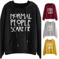 thumbnail image 1 of CUZIBR Hoodies For Women Letter Print Pullover Hoodie Long Sleeve Drawstring Pocket Casual Hooded Comfortable Tops Sweatshirts Fall Winter Clothes,Black, 1 of 6