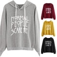 thumbnail image 1 of CUZIBR Hoodies For Women Letter Print Pullover Hoodie Long Sleeve Drawstring Pocket Casual Hooded Comfortable Tops Sweatshirts Fall Winter Clothes,Grey, 1 of 4