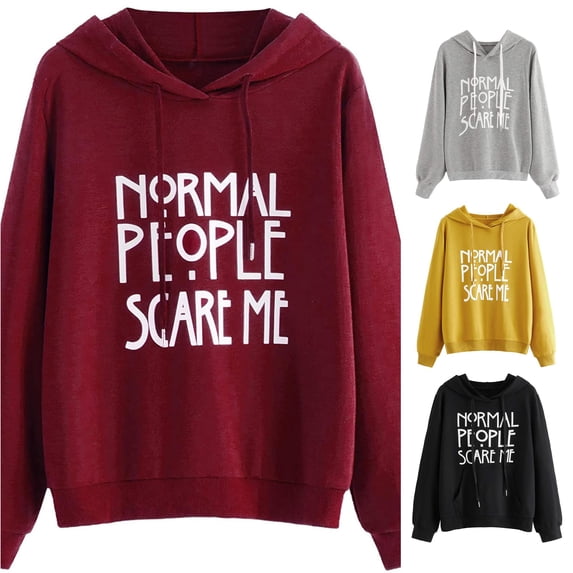 CUZIBR Hoodies For Women Letter Print Pullover Hoodie Long Sleeve Drawstring Pocket Casual Hooded Comfortable Tops Sweatshirts Fall Winter Clothes,