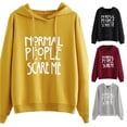 thumbnail image 1 of CUZIBR Hoodies For Women Letter Print Pullover Hoodie Long Sleeve Drawstring Pocket Casual Hooded Comfortable Tops Sweatshirts Fall Winter Clothes,Yellow, 1 of 4