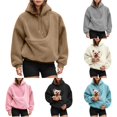 thumbnail image 1 of CUZIBR Hoodies For Women Solid Color Oversized Hooded Sweatshirt With Large Pocket Fuzzy Warm Front Carry Pouch For Small Cats Dogs Pet Lover Tops Fall Winter Clothes,Khaki, 1 of 7