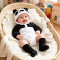 thumbnail image 1 of CUZIBR Boys Halloween Girls Panda Onesie Hooded Animal Romper Bodysuit Crew Neck Long Sleeve Lovely Cosplay Party Clothes,White,12-18 Months, 1 of 4