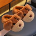 thumbnail image 1 of CUZIBR Girls Slippers Boys Cute Dog Animal Fuzzy House Slippers Close Toe Warm Winter Warm Home Footwear,Coffee,18-24 Months, 1 of 5