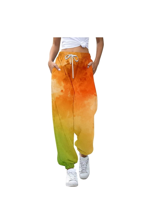 Jogging Bottoms Girls Sports Trousers Sweatpants Children Printed Colour Gradient Pants Training Trousers Drawstring Leisure Classic Dailywear For Toddler