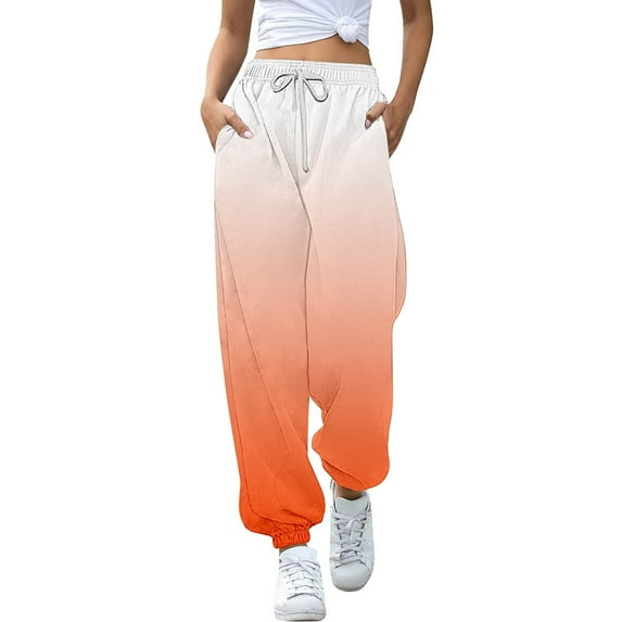 CUZIBR Jogging Bottoms Girls Sports Trousers Sweatpants Children Printed Colour Gradient Pants Training Trousers Drawstring Leisure Lovely Dailywear For Toddler