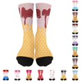 thumbnail image 1 of CUZIBR Kids Ankle For Girls Ice Cream Printed Crew Socks White Ribbed Funny Pattern Mid-Calf Socks Soft Breathable Casual Wear,7-12 Years, 1 of 3