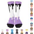 thumbnail image 1 of CUZIBR Kids Ankle For Girls Ice Cream Printed Crew Socks White Ribbed Funny Pattern Mid-Calf Socks Soft Breathable Casual Wear,7-12 Years, 1 of 4