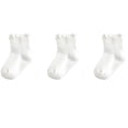 thumbnail image 1 of CUZIBR Kids Baby Girls Socks Grip Non Cotton Soft Breathable Solid Color Letter Print Ankle Socks Cute Ruffles Lace Trim Frilly Comfortable Ribbed Cozy Dres Crew Socks (3 Pairs),White,2-4 Years, 1 of 3