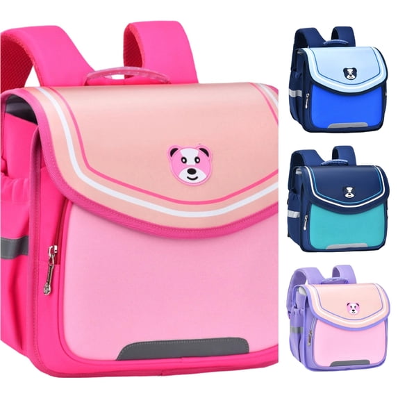 CUZIBR Kids Backpack With Cute Animal Print Color Block Multi Pocket For Primary Students Toddler Boys School Bookbag Adjustable Padded Shoulder Straps Outdoor Travel Daily Use
