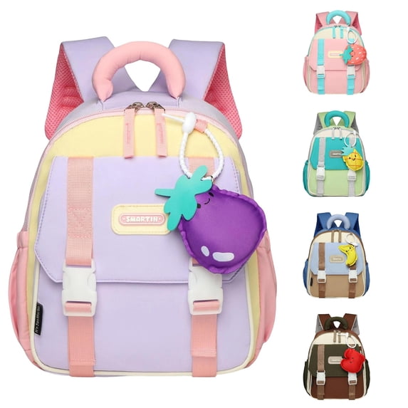 CUZIBR Kids Backpack Lightweight School Bag For Boys Girls Cute Color Block Breathable Padded Shoulder Strap Lightweight Multi Pocket Daypack For Simple Bookbag