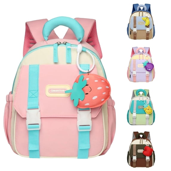 CUZIBR Kids Backpack Lightweight School Bag For Boys Girls Cute Color Block Breathable Padded Shoulder Strap Lightweight Multi Pocket Daypack For Simple Bookbag