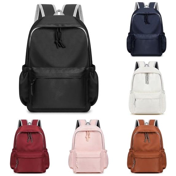 CUZIBR Kids Backpack Solid Color Drawstring Zipper Closure Elastic Side Pockets School Bag For Girls Travel Daypack Casual Student Middle School Bookbag