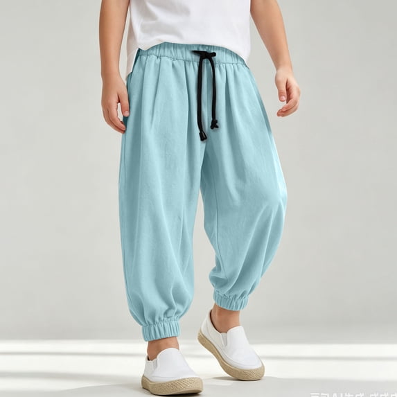CUZIBR Kids Baggy Sweatpants Boys Athletic Joggers Pants With Pocket Drawstring Elastic Waist Soft Workout Active Trousers,Sky Blue,11-12 Years