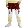 thumbnail image 1 of CUZIBR Kids Baggy Sweatpants Boys Wide Leg Athletic Joggers Pants With Pocket Ice-Cream Graphic Drawstring Elastic Waist Cool Workout Active Trousers,Brown,8-9 Years, 1 of 3